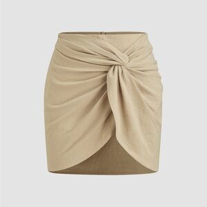 Camel colored twist front mini skirt from Shop Cider - size XS
